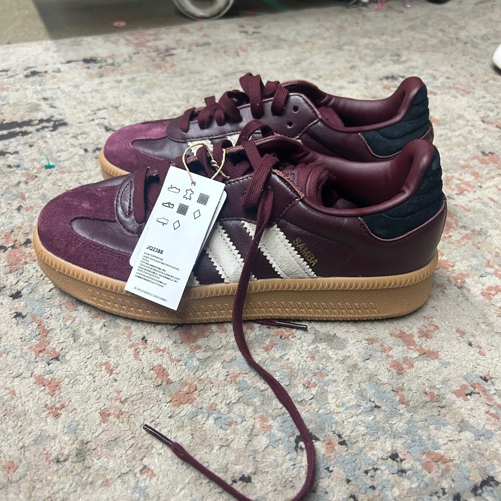 Adidas Samba XLG Sneakers Womens 7.5 Burgundy Leather Platform Gum Sole JQ2388